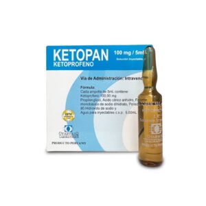 Ketopan 100mg/5ml (Ketoprofeno) Solución inyectable I.V - Caja x25un (B)