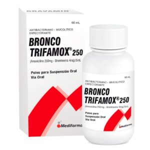 Bronco Trifamox  (Amoxicilina 250mg + Bromhexina 4mg)/5ml Jarabe - Frasco 60ml (B)