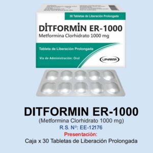 Ditformin ER - 1000 (Metformina) Tab - Caja x30 (B)