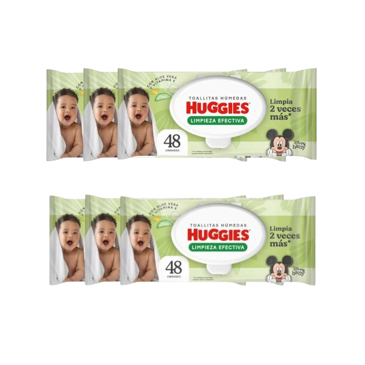 Huggies Verde Toalla Humedad - Pack x6 Paquetes (48un c/u) (B)