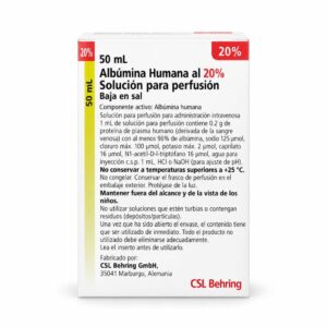 Albumina Humana al 20% Sol P/ Perf x 50mL