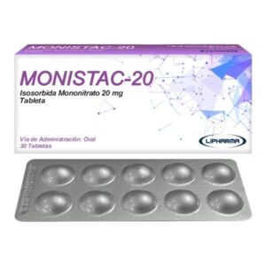 Monistac 20mg (mononitrato de isosorbida) Tab - Caja x30und